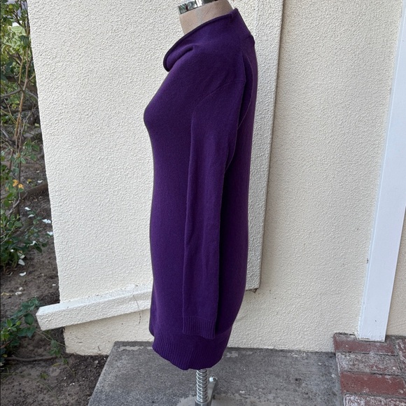 NWT White + Warren 100% cashmere Purple Heather Cowlneck Sweater Dress - Picture 3 of 9